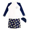 Kids Swimsuit for Long Sleeve Rash Swimming UV Protection for Kids395 5T [Teddy] Boys, Guard, Shorts, Cap, 3-Piece Set, (B White, (100cm))