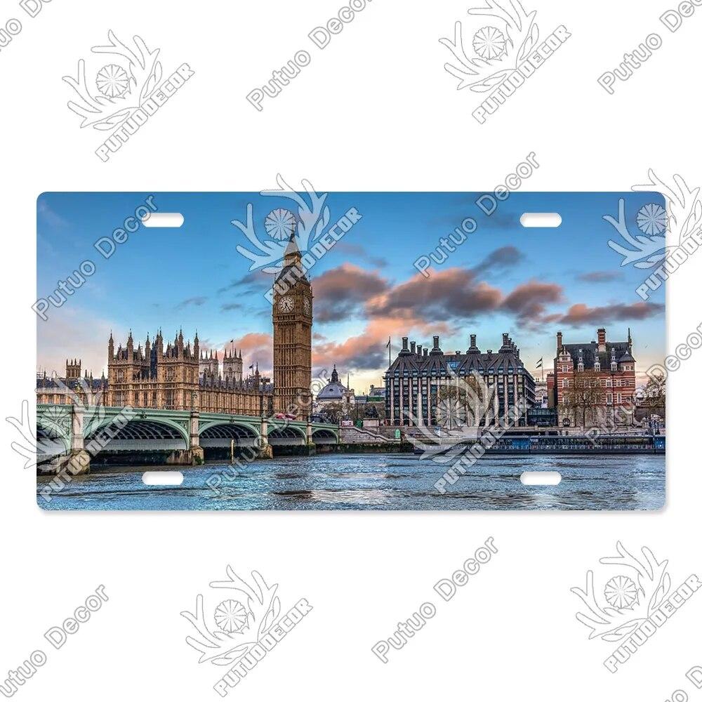 Putuo Decor Bridge Licenses Plate Metal Sign Plaque Metal Vintage Decoration for Living Room Door Beach House Home Wall Decor