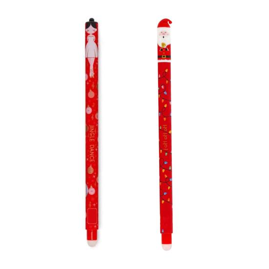 2 Pcs Christmas Erasable Gel Pens Retractable Cartoon Pens Fine Point Cute Holiday Writing Pens for School Office Kids Students Xmas Party Favors