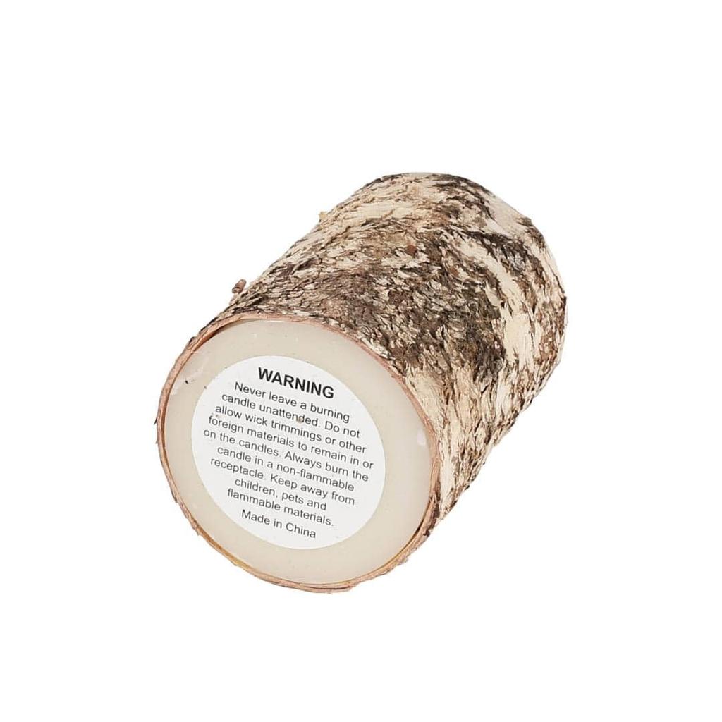Dulton Birchwood Log Candle Medium Creates a Natural Warmth Candle Made of White Birch Height 15cm Diameter 10.5cm XR23-0579M