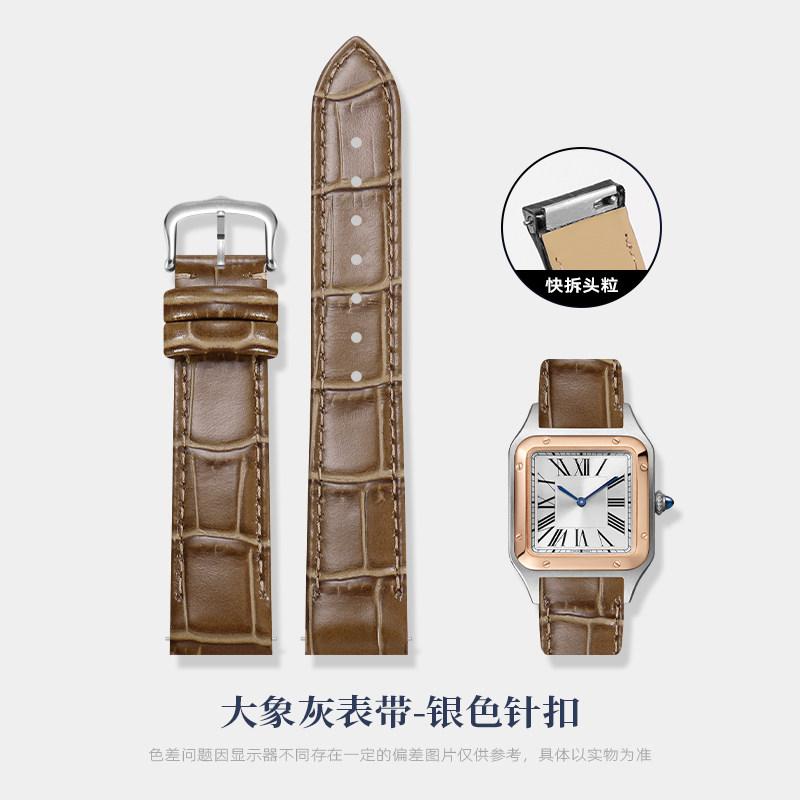 Для часов Cartier Sandus Dumont с механизмом быстрой замены, большой, средний, маленький циферблат, кожаные часы с женским кожаным браслетом 17,5 мм