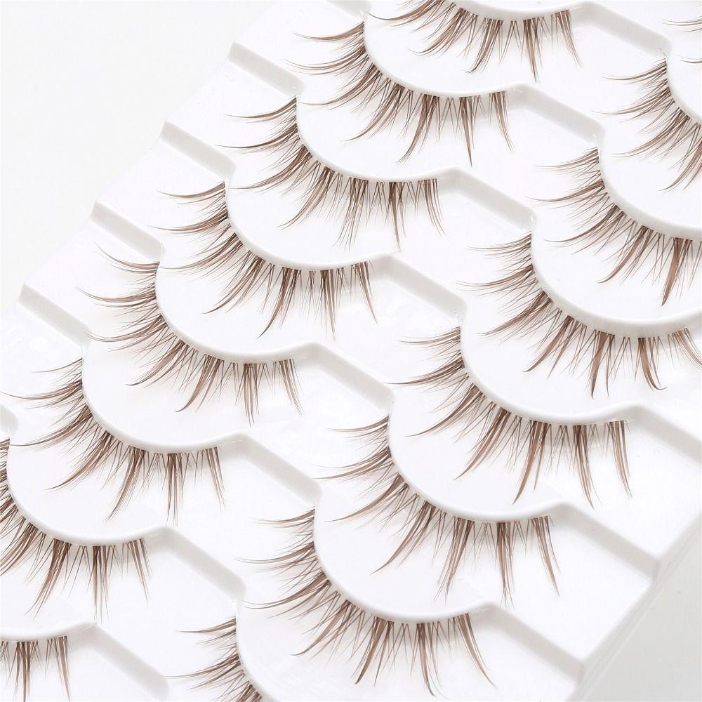 10 Pairs 3D Brown False Eyelashes Japanese Cosplay Faux Mink Lashes Fashion Spiky Lashes for Women