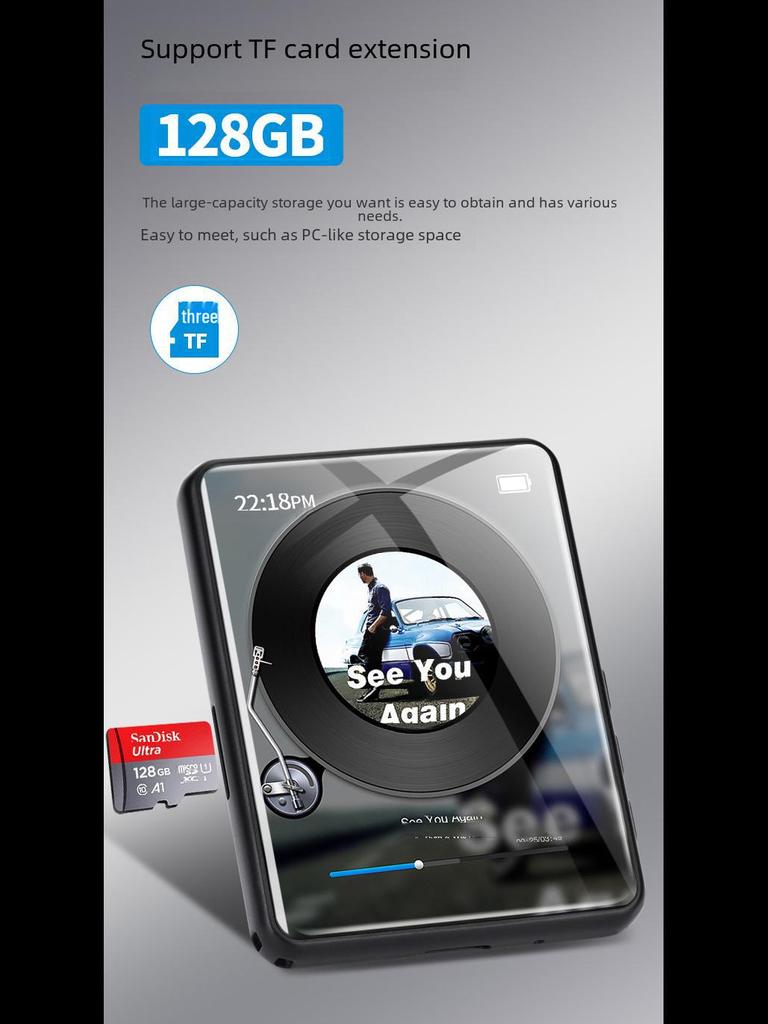 Полноэкранный Bluetooth MP4/MP3 портативный сенсорный музыкальный плеер для студентов