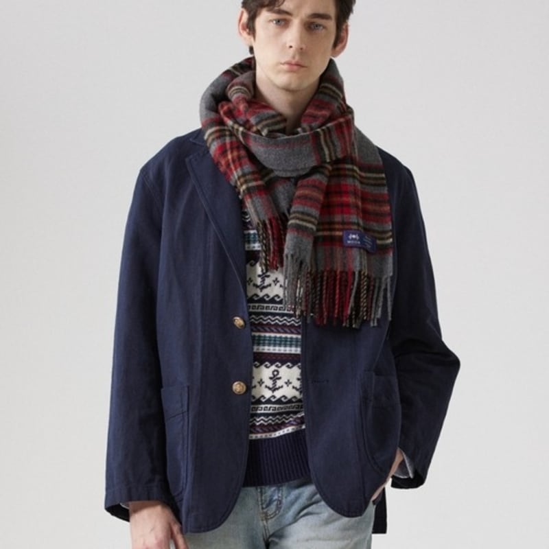 ABRAHAM MOON Шаль-шарф из мериносовой шерсти 50 см - Килдвик серый красный