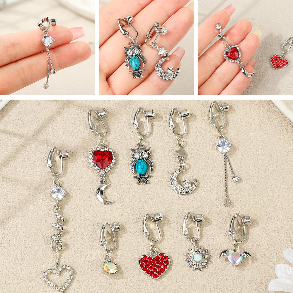 Umbilical Navel Rings Faux Piercing Navel Clip on Body Jewelry Fake Belly Rings Belly Button Rings