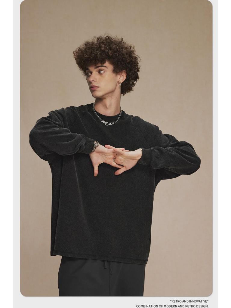 Футболка мужская вафельная с длинными рукавами в стиле ретро из коллекции осень/зима 2024 г.