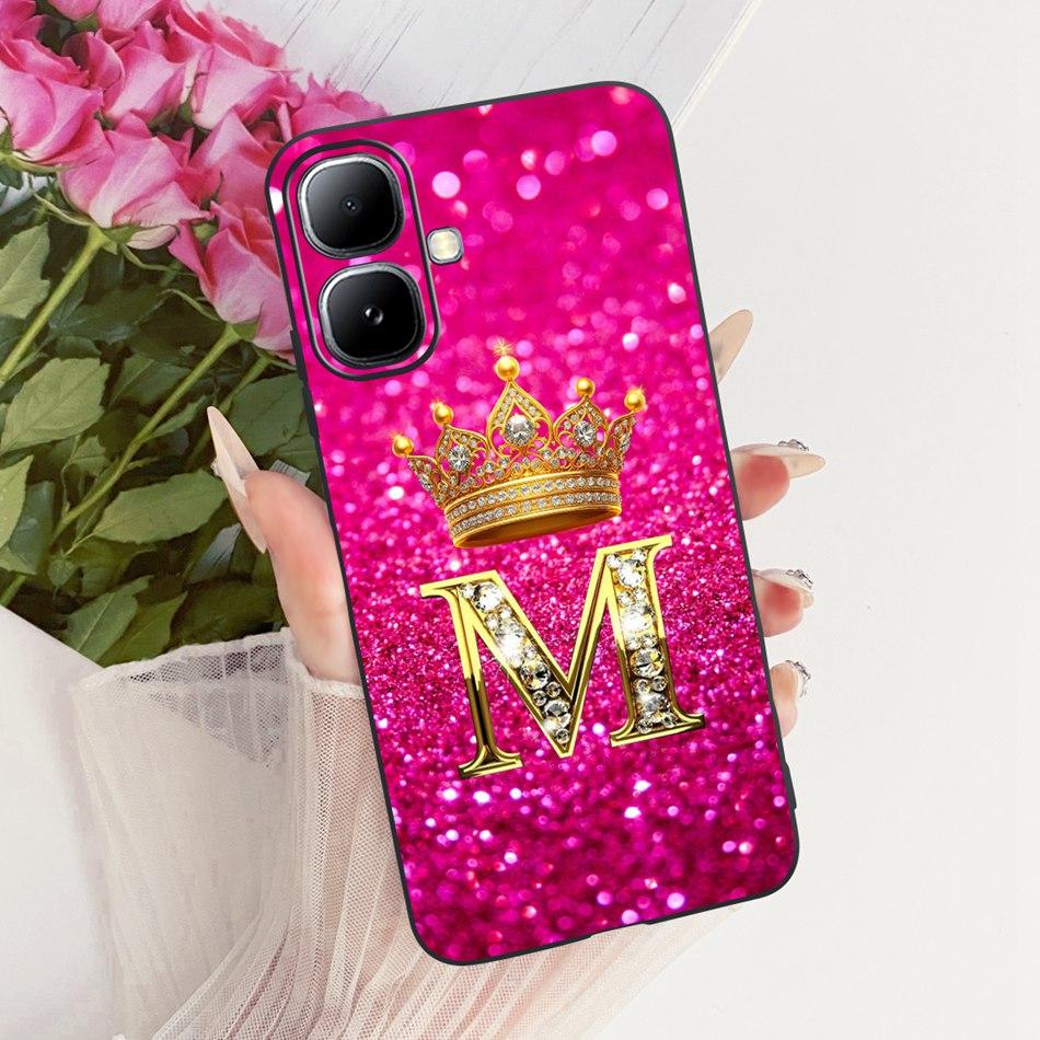 Для Infinix Smart 20 X6840 X6840B Чехол-бампер с буквой 'Crown' Для Infinix Smart20 Черный Силиконовый Мягкие Чехлы
