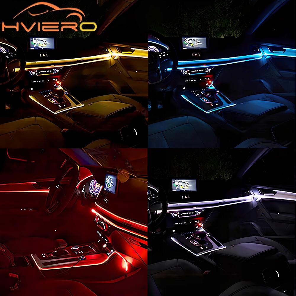 1M 2M 3M 5M Автомобильное внутреннее освещение Автоматическая светодиодная лента Проводной трос Трубка Линия Гибкий неоновый свет с 12 В USB-прикуривателем