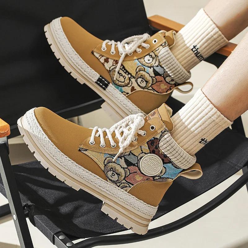 Зимние мужские ботинки на платформе для мужчин, оригинальные мужские ботинки в стиле ретро, удобные кожаные ботинки Zapatillas Hombre