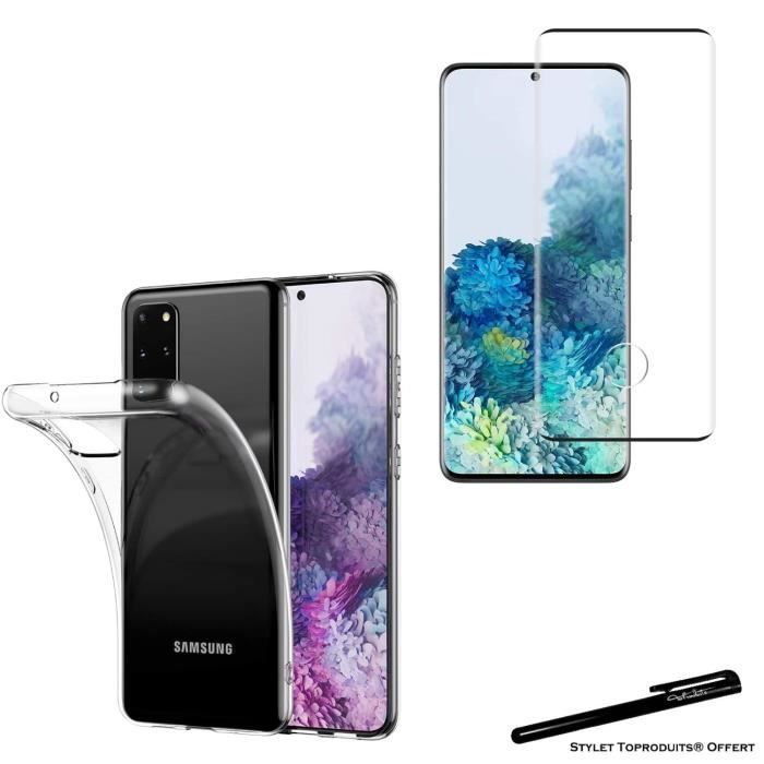 Black Tempered Glass Screen Protector + Protective Case for Samsung Galaxy S20 Plus with Stylus Toproduits®