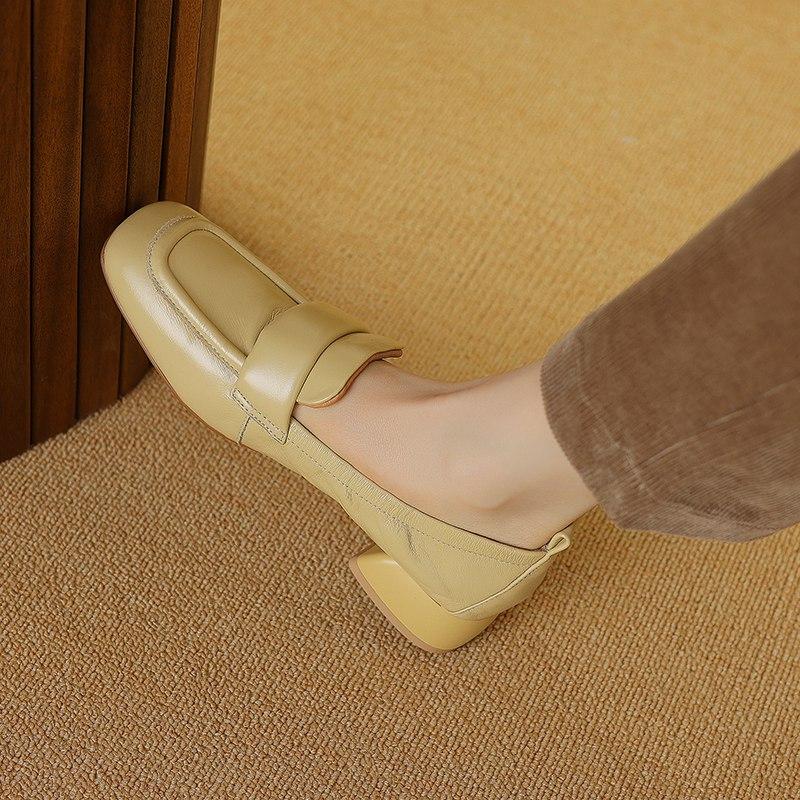 Krazing Pot Весенние туфли на низком каблуке из коровьей кожи с квадратным носком, лоферы без шнуровки, броги, женские туфли-лодочки для отдыха