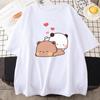 Panda Bear T Shirts Bubu Dudu Sleep Cartoon Tshirts 100% Cotton Kawaii Tops Ullzang Summer Short Sleeve High Quality Tees Female Unisex T-shirt