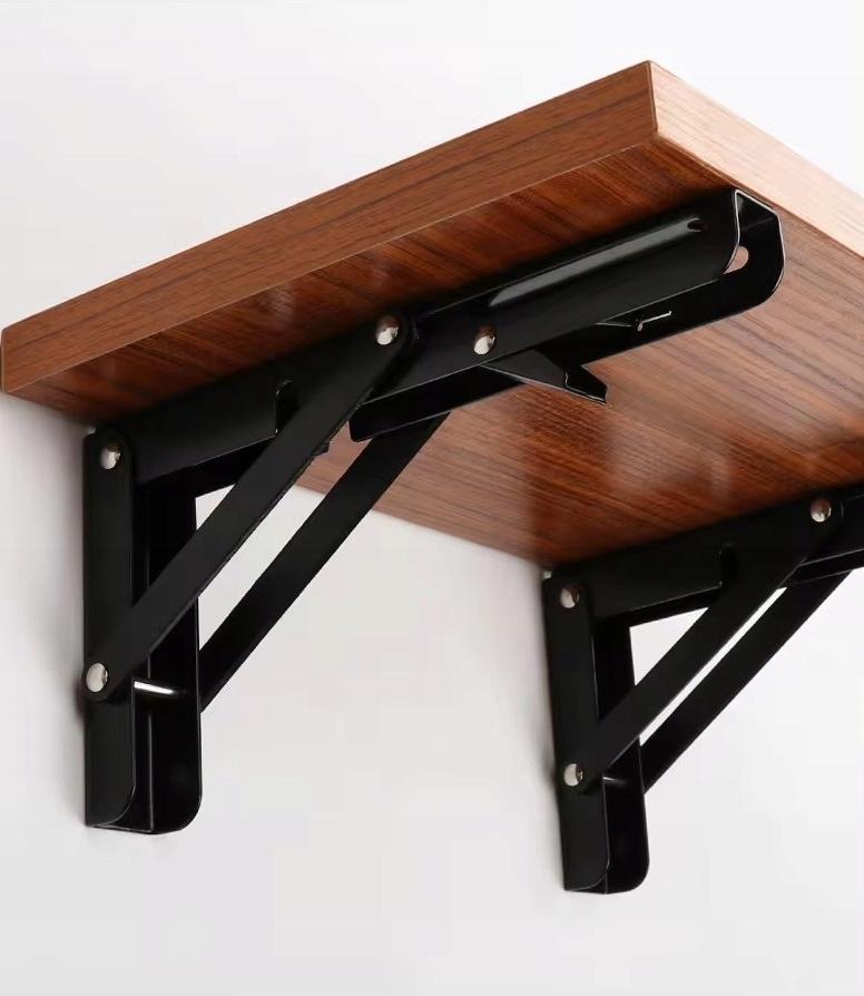 2X Foldable Table Top Shelf Support Heavy Duty Angle Bracket 400mm Black Tmy