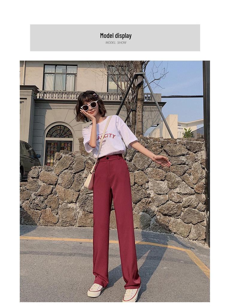 Women's High Waist Wide Leg Ice Silk Trousers - Slimming, Casual, Black, Floor-Length