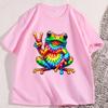 Футболка с лягушкой Tie Dye Мир Унисекс Женская Хиппи Смешная Футболка с лягушкой Короткий рукав Унисекс Одежда Животное Футболка Уличная Одежда Топы