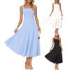 Women's Dress V Neck Sleeve Summer Dress Pleated Elastic Waist A-Line  Dress