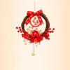 Traditional Chinese New Year Wreath Decorative Rattan Hanging Wreath Exquisite with Bell Artificial Floral Wreath Holiday Party