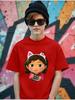 Furry Gabby's Dollhouse Kids Short Sleeve T Shirt Summer Cute Cartoon Crewneck Street 3-14 Years