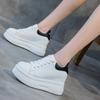 Leather Inner Height Increase White Shoes Women's Spring New Versatile Thick-soled Muffin Shoes Lightweight Small Board Shoes