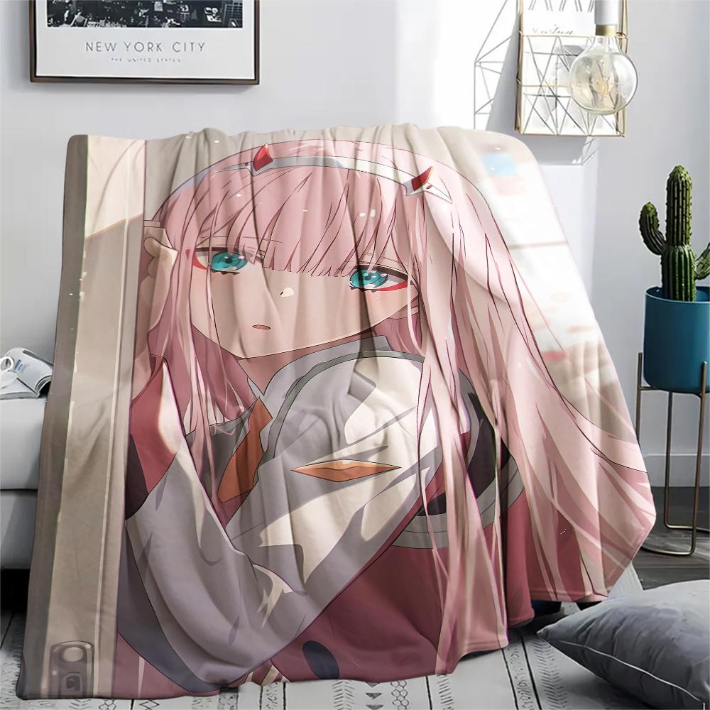1 шт. Пледа из фланели с принтом Зеро Ту из DARLING in the FRANXX, Высокое качество, Для всех сезонов, Декор для дома, Тепло и уют, Идеально для рождественских подарков