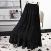 Dimanaf 2025 Summer Women New Skirts Chiffon Solid Elastic Waist Pleated Mesh Elegant Skirts
