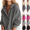 Women's Solid Color Loose Hooded Sweatshirt V-neck Top Pullover Long Sleeved Shirt