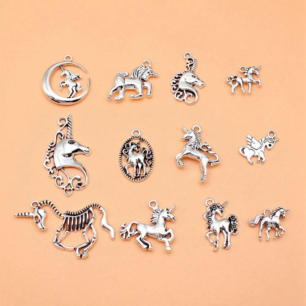 Набор смешанных подвесок в виде лошади и единорога, украшения, ремесла, подвески для изготовления ювелирных изделий
