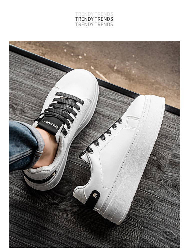 Мужские летние дышащие белые кроссовки с увеличением роста - Модные повседневные кеды на толстой подошве для скейтборда