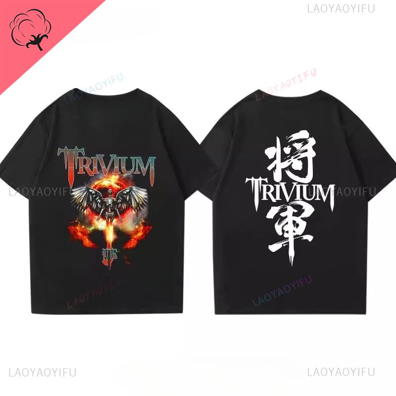 Trivium Футболка Ascend Above The Ashes Тур 2025 Футболка Двусторонняя Печать Хлопок Винтаж Хэви-метал Группа Рок-музыка Футболка