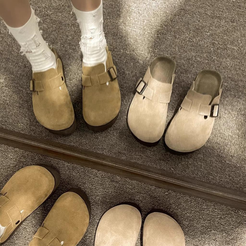 Туфли Boken на толстой подошве для женщин, новая весна-осень 2025 года, ленивые люди увеличивают рост внутри с одной педалью, и голова сумки Boken - ха