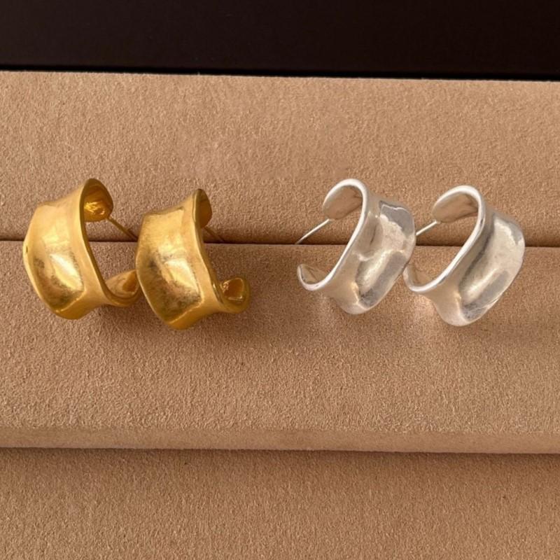 VENTFILLE 925 Sterling Silve Geometry Hoop Earring for Women Frosting Classic Minimalist Versatile Wide Jewelry Gift Dropship