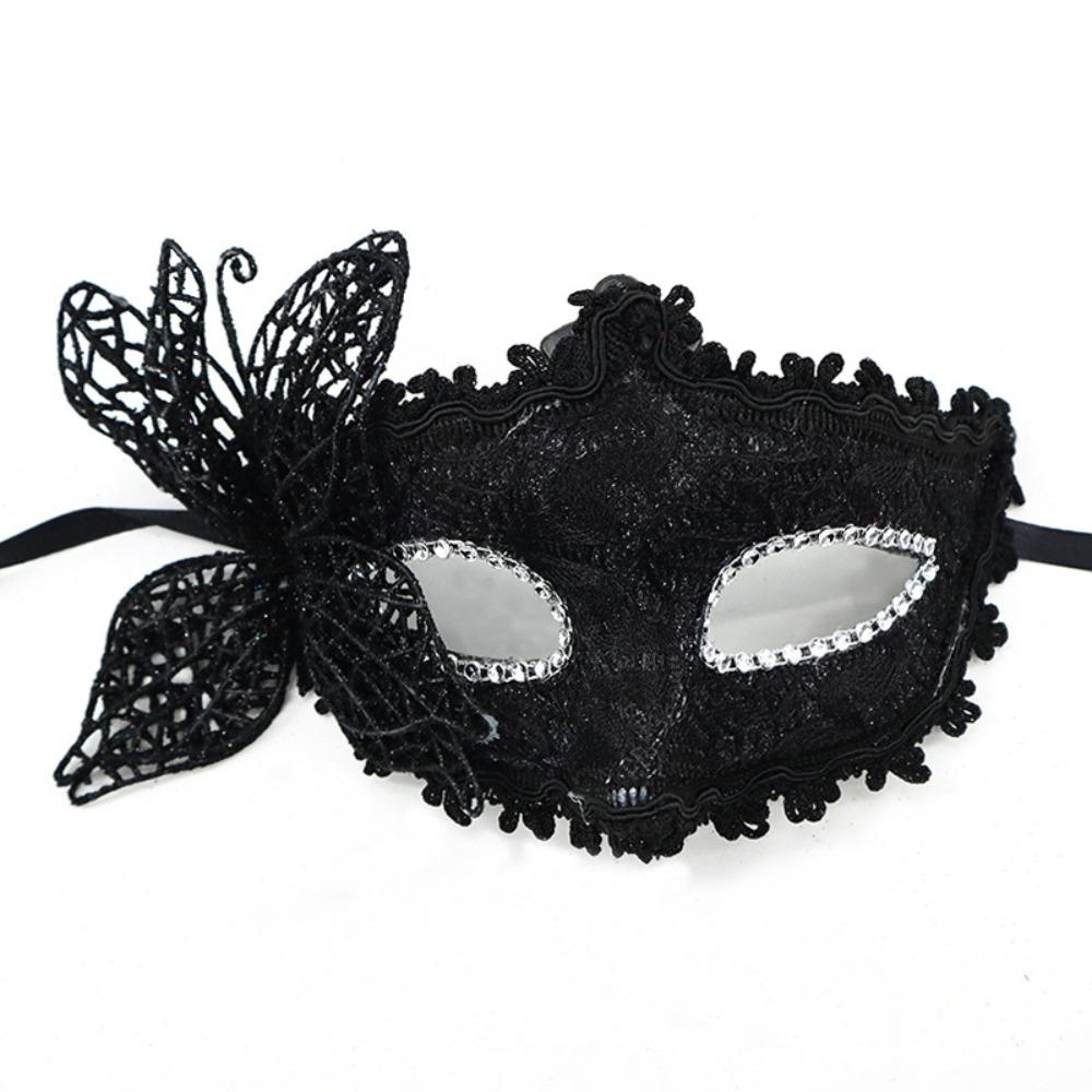 Halloween Dressing Halloween Party Mask with Rod Half Face Cover Butterfly Hand Hold Mask Cosplay Prop Exquisite Masquerade Mask