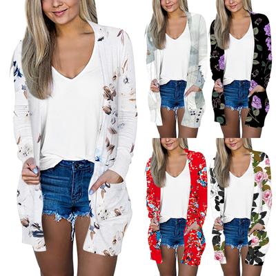 Женская модная свободная повседневная однотонная куртка-кардиган с карманами и длинными рукавами, топы