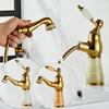 Rose Gold Bathroom Basin Faucets Jade Washroom Basin Sink Tap Mixer Hot Cold Faucet Pull Out Sink Faucet