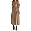 [one Anbu] Cachecoeur One Piece Long Long Sleeve Ladies Tiered Dress Long Dress Long Sleeve Dress Invited Plain Color Brown Brown