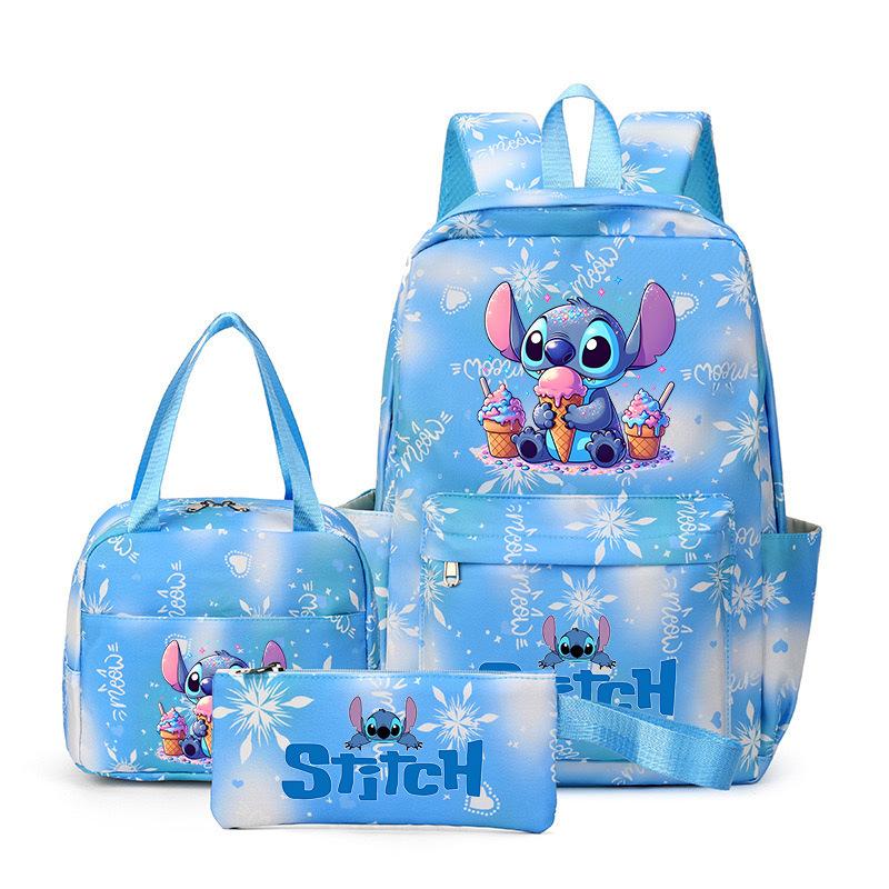 Рюкзак из трех частей Stitch для студентов (мужчин и женщин), Рюкзак с мультяшным принтом для кампуса, Большая вместительная сумка для путешествий и активного отдыха