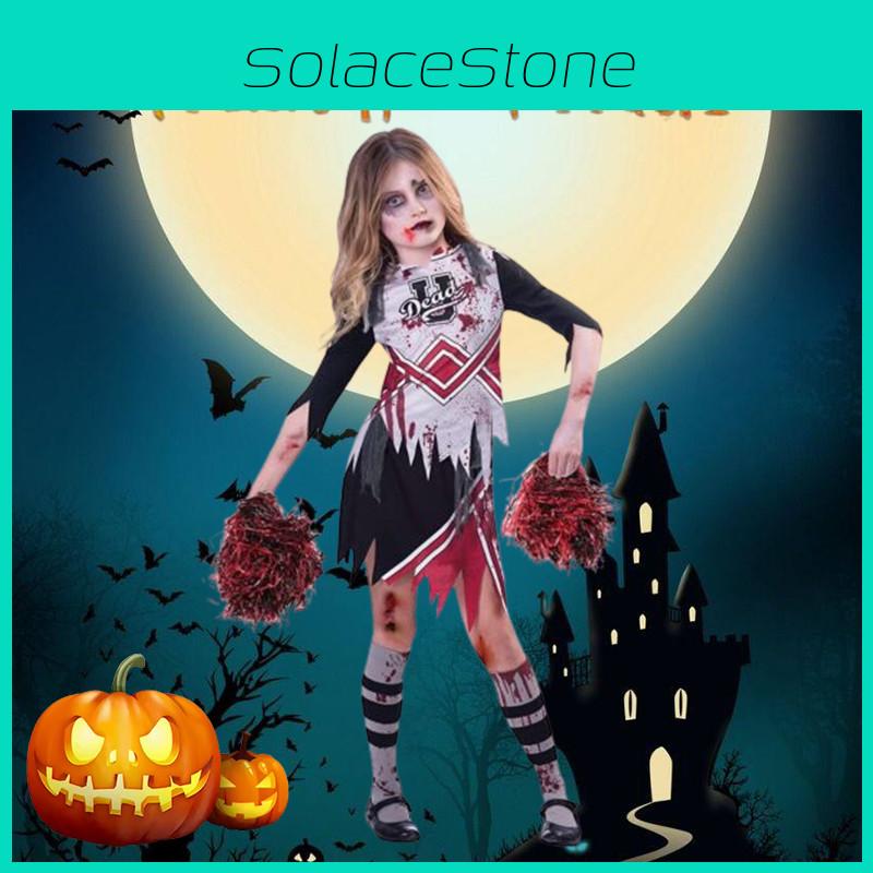 Жуткий костюм косплей зомби-чирлидерши для девочек на Хэллоуин для карнавалов и вечеринок