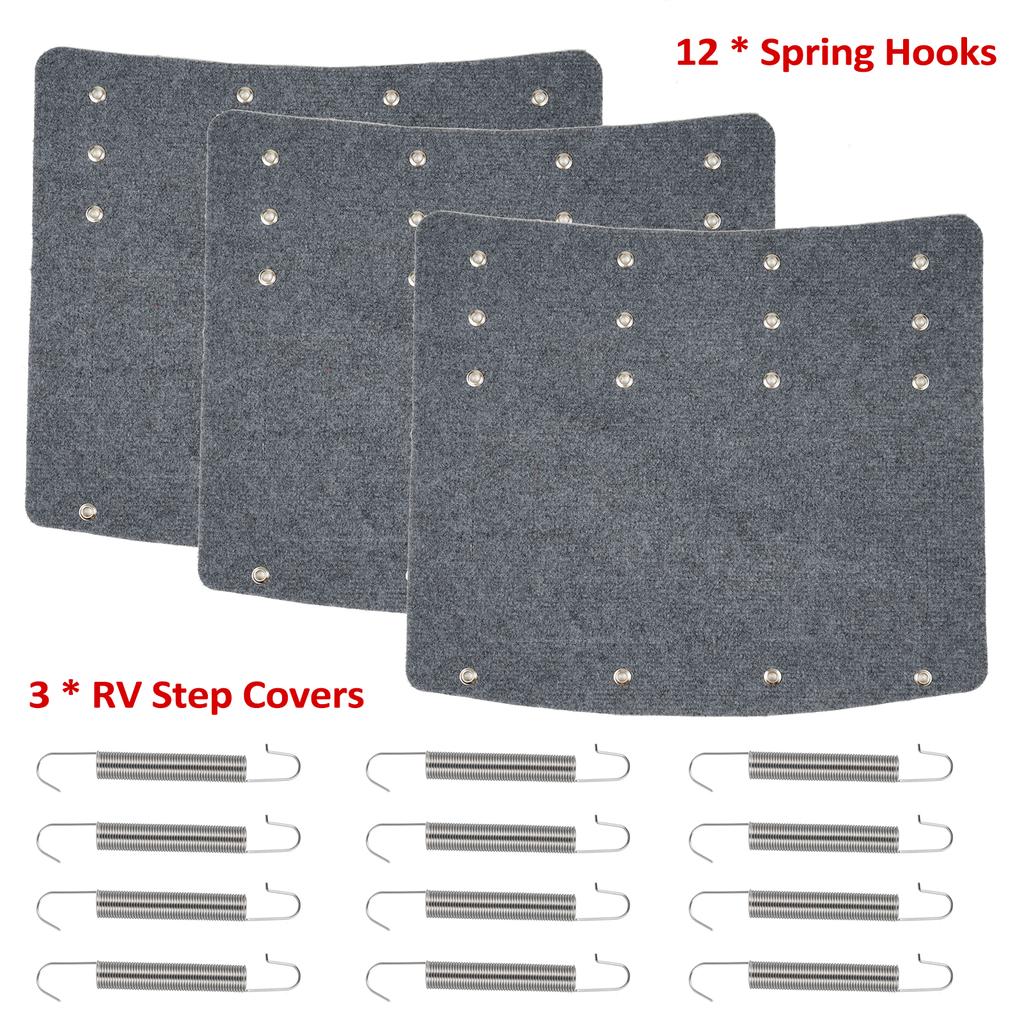 RV Step Covers, 3 Pack 20   Wide   Step Covers for Radius Steps for Radius Steps,   RV Step Rug Carpets Fit 8-11     RV Stairs, Gray