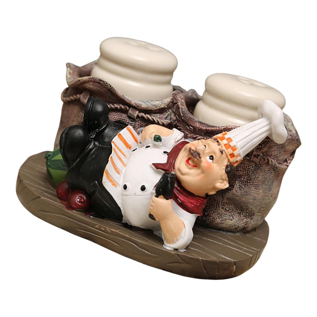 2 фигурки из смолы в виде бутылочки для приправы/зубочистки, украшение для дома, статуэтка шеф-повара, держатель для бутылочки для соли и перца, украшение