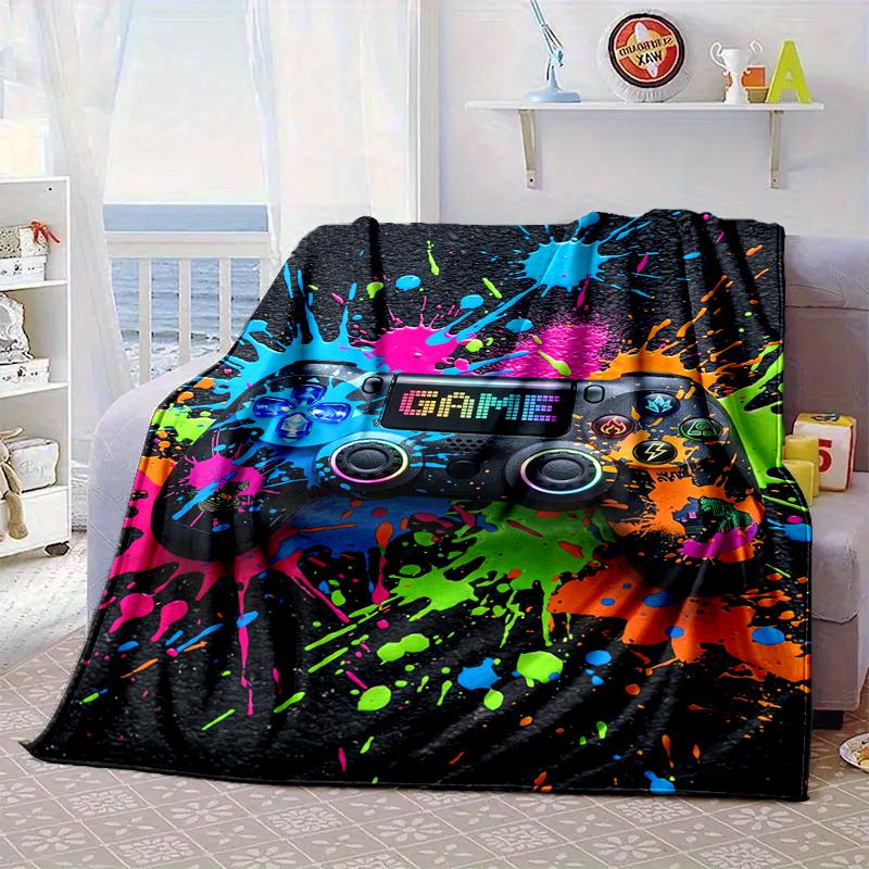 Colorful Gaming Adventure Blanket Flannel Blanket for bed, sofa, Camping, Hiking, Picnic Essentials, gift for family Fan gifts