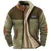 Men's Winter Solid Color Warm Zipper Pullover Windproof Outdoor Pullover Long Sleeve Shirt