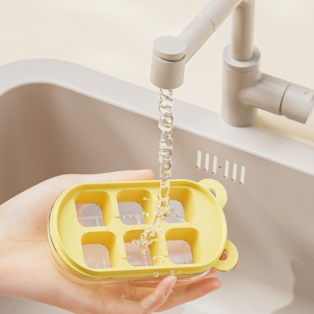 with Cover Little Bear Ice Grid Food Grade Press Ice Cube Box Silicone Ice Cube Mold  Summer
