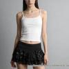 Korean Style Lace Trim Pleated Bow Ruffle Slimming Short Skirt