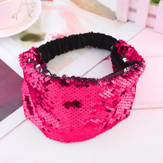 Женская повязка на голову Двусторонняя повязка с блестящими пайетками Эластичная фиксация волос Декоративное украшение Аксессуары для волос