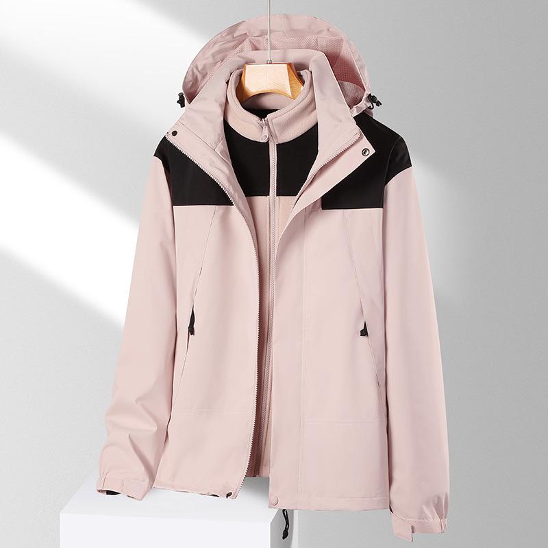 Осень и зима новая куртка три-в-одном уличная парная куртка съемный капюшон водонепроницаемая ветрозащитная куртка