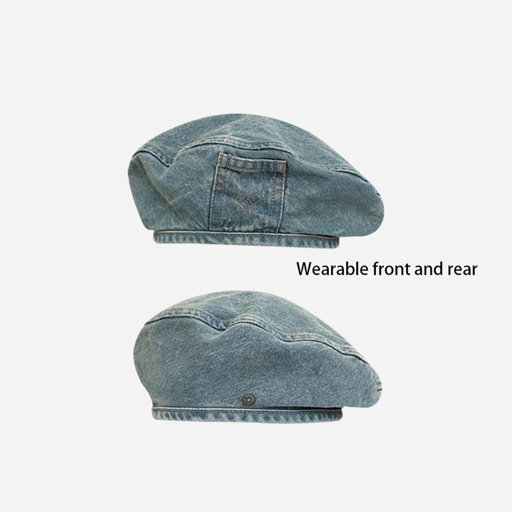 Korean Style Denim Beret Warmth Octagonal Hat Casual Painter Hat Girl