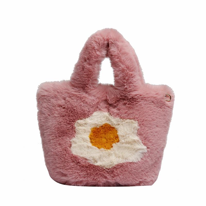 Solid Cotton Flower High Quality Crossbody Bag Zipper Chain Versatile Fashion Winter Soft Simple Fashionable Shoulder Bag