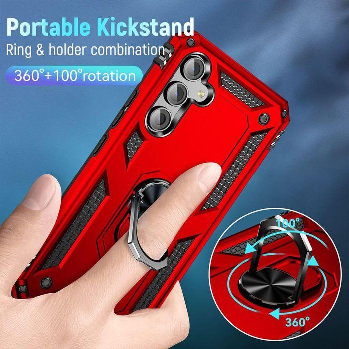 Protective Case - BOOLING - for Samsung Galaxy S25 - Shockproof - Rotating Ring - Red