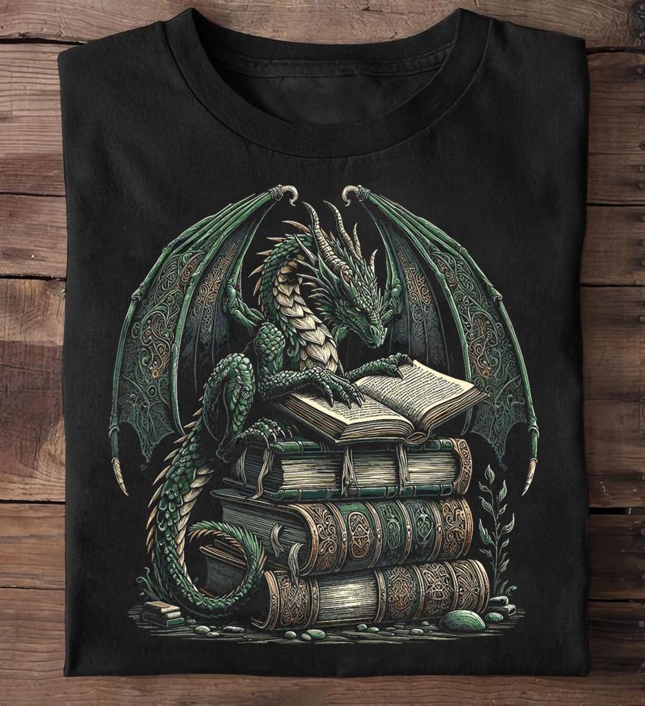 Bookworm Dragons Reading Book Dragon T Shirt - Japanese Dragon Shirt, Japanese Streetwear Shirt, Dragon Gift, Chinese Dragon Shirt