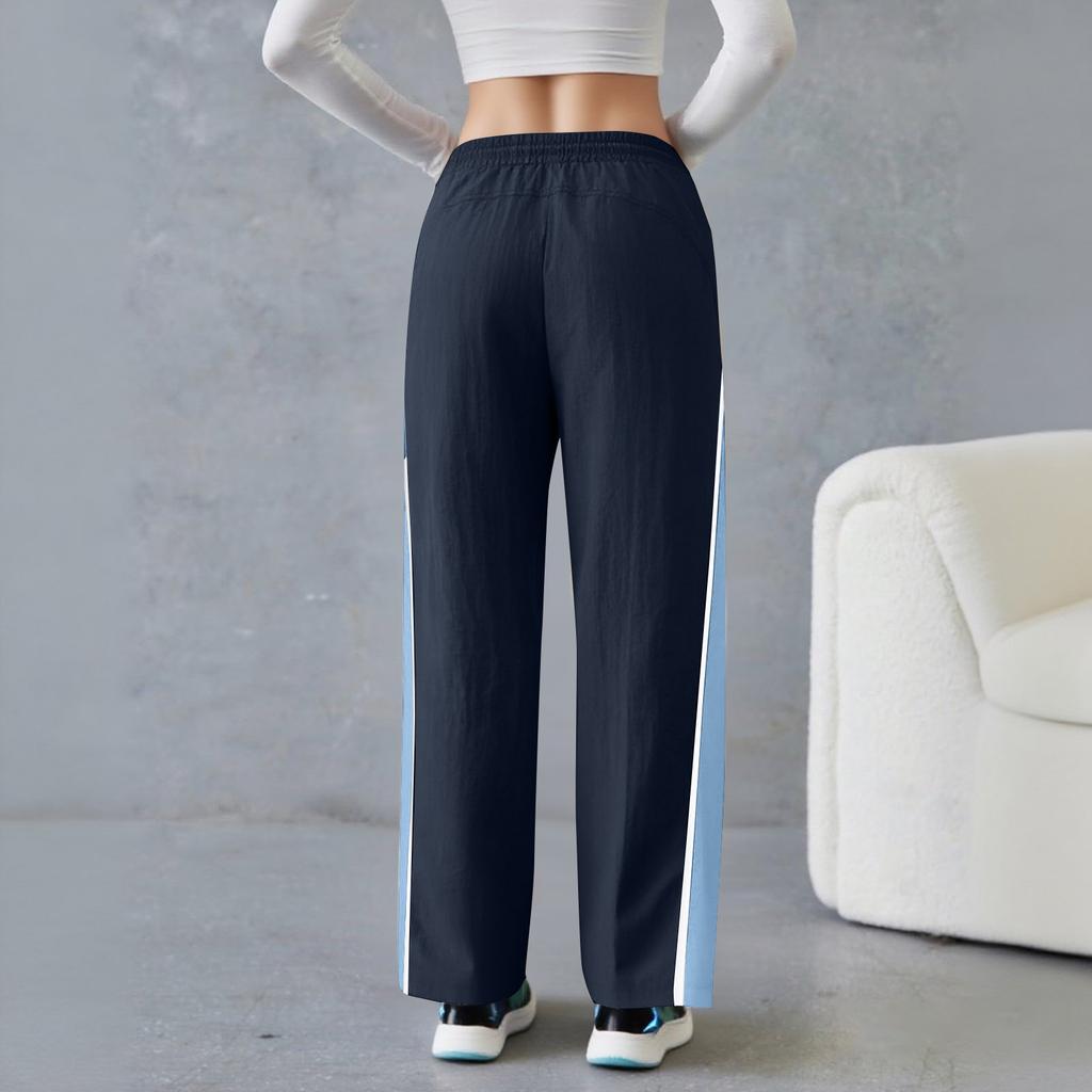 Women's Loose Wide Leg Sweatpants Casual Drawstring Elastic Waist Colorblock Sportswear Pants